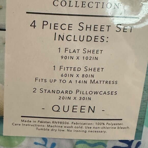 Coastal Collection Ocean Sea Nautical Print Sheet Set Queen Four Piece NIP NEW - Picture 2 of 8